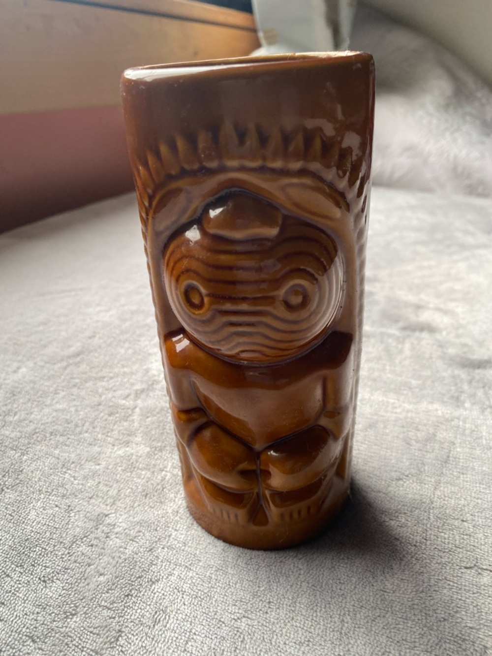 Vintage Tiki Ceramic Tumbler Vase